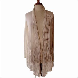Anne Klein opencardigan lightweight knit M silk linen blend Bone off-white cream